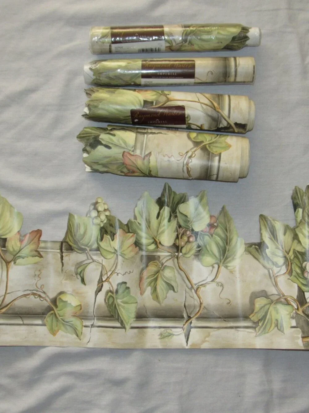 NEW Vintage Raymond Waites Imperial Wallpaper Border Ivy Grapes 2 Sealed Rolls +